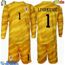 Croatia Dominik Livakovic #1 Goalkeeper Replica Home Minikit Euro 2024 Long Sleeve (+ pants)